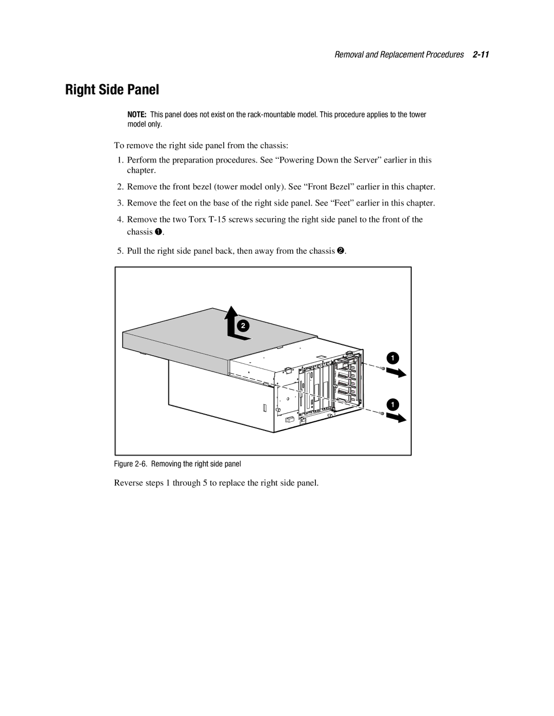 Compaq ML370 manual Right Side Panel, Removing the right side panel 