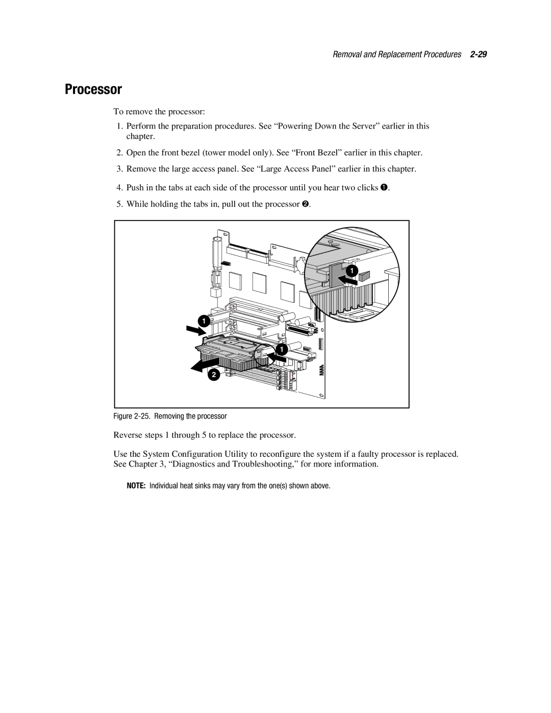 Compaq ML370 manual Processor, Removing the processor 