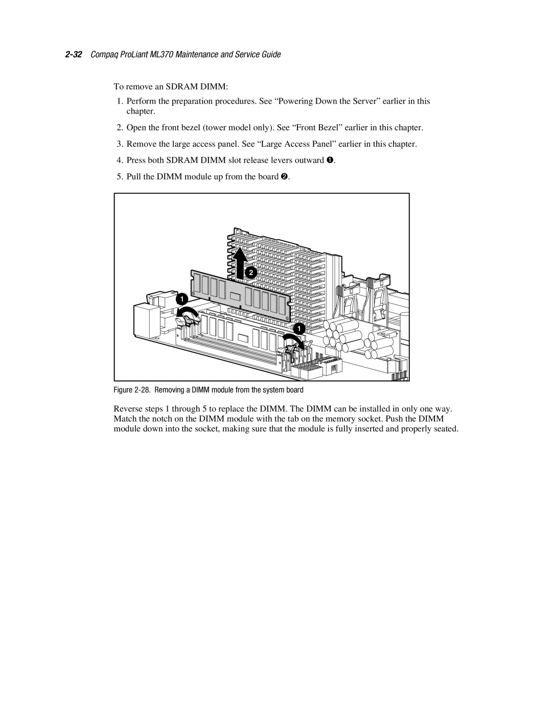 Compaq manual 32Compaq ProLiant ML370 Maintenance and Service Guide 