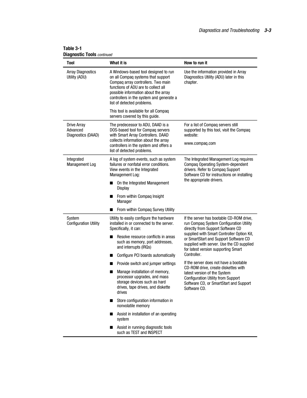 Compaq ML370 Array Diagnostics, Use the information provided in Array, Diagnostics Utility ADU later in this, Chapter 