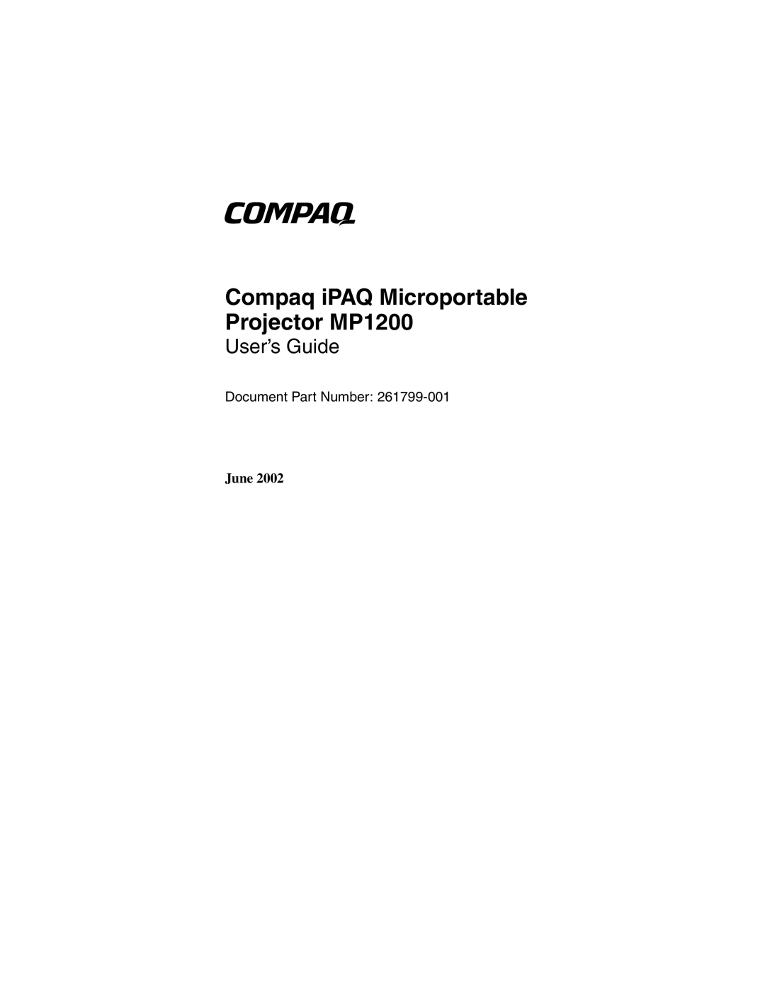 Compaq manual Compaq iPAQ Microportable Projector MP1200 