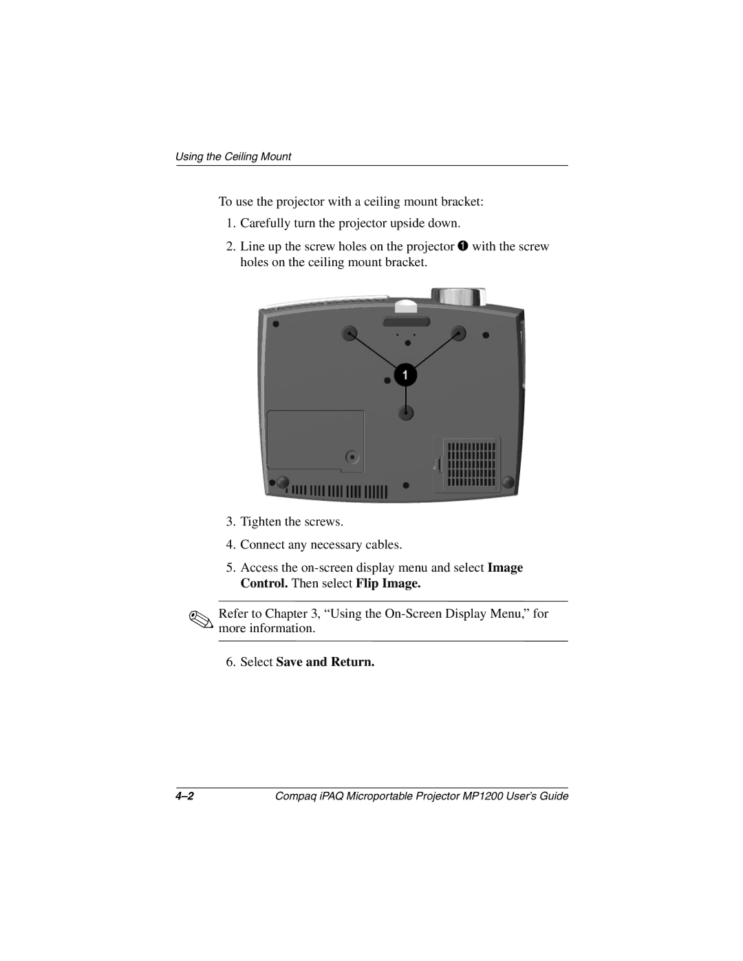 Compaq MP1200 manual Select Save and Return 