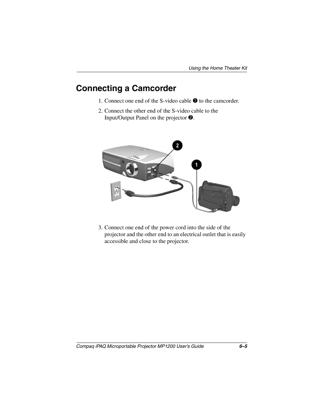 Compaq MP1200 manual Connecting a Camcorder 