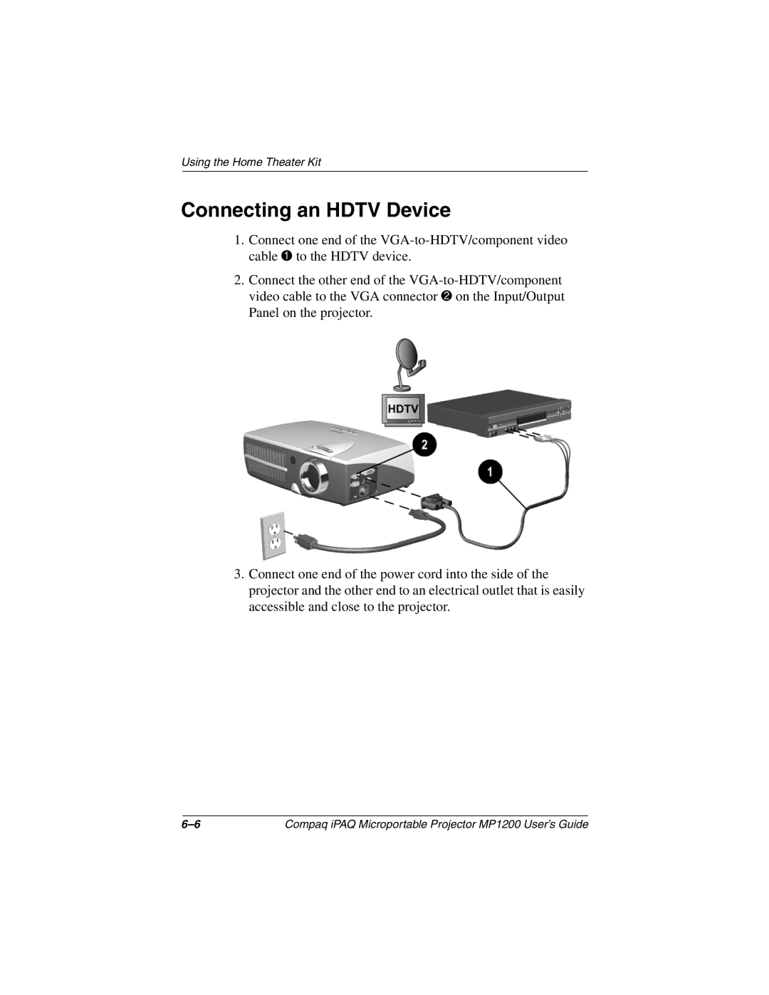 Compaq MP1200 manual Connecting an Hdtv Device 