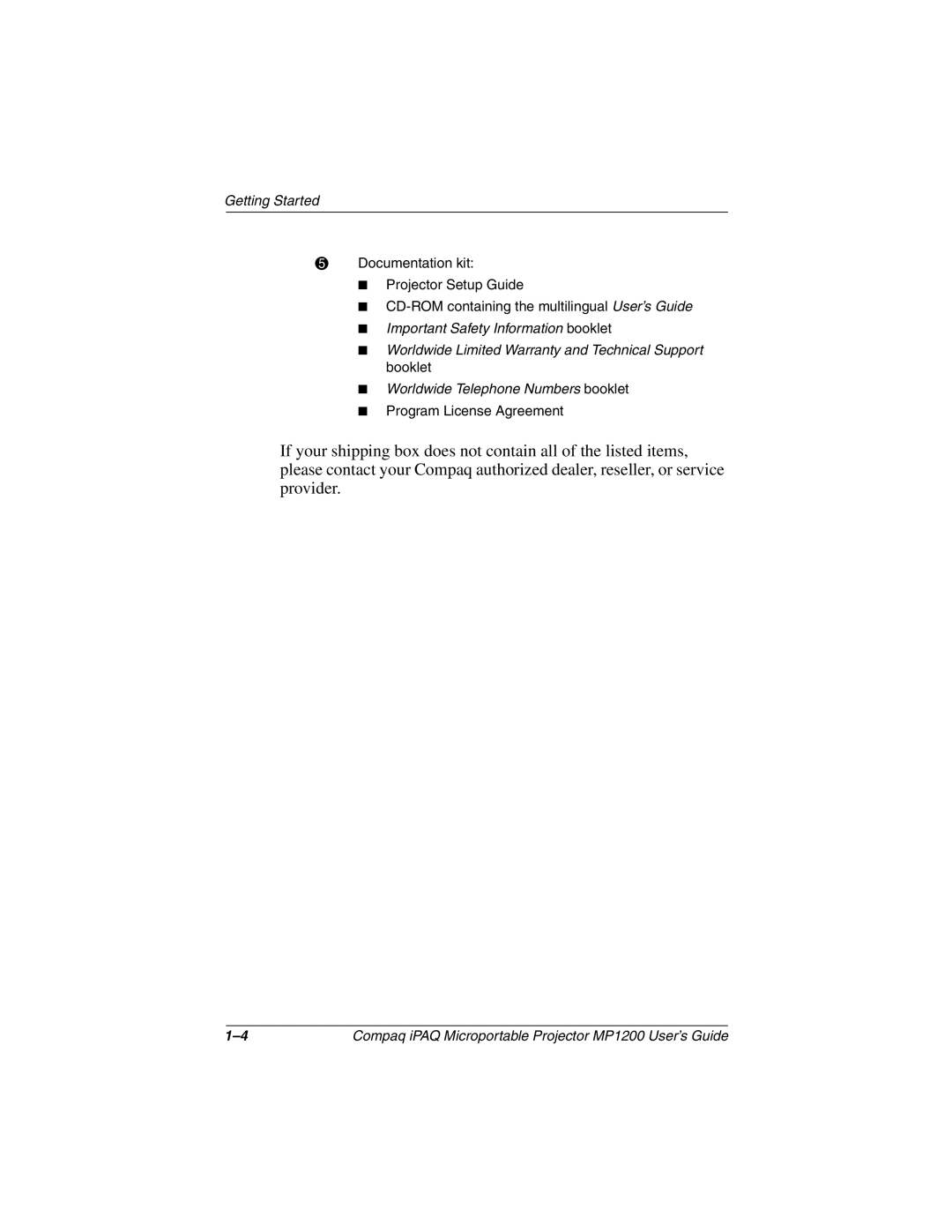 Compaq MP1200 manual Program License Agreement 