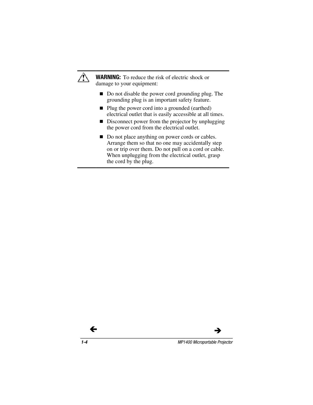 Compaq manual MP1400 Microportable Projector 