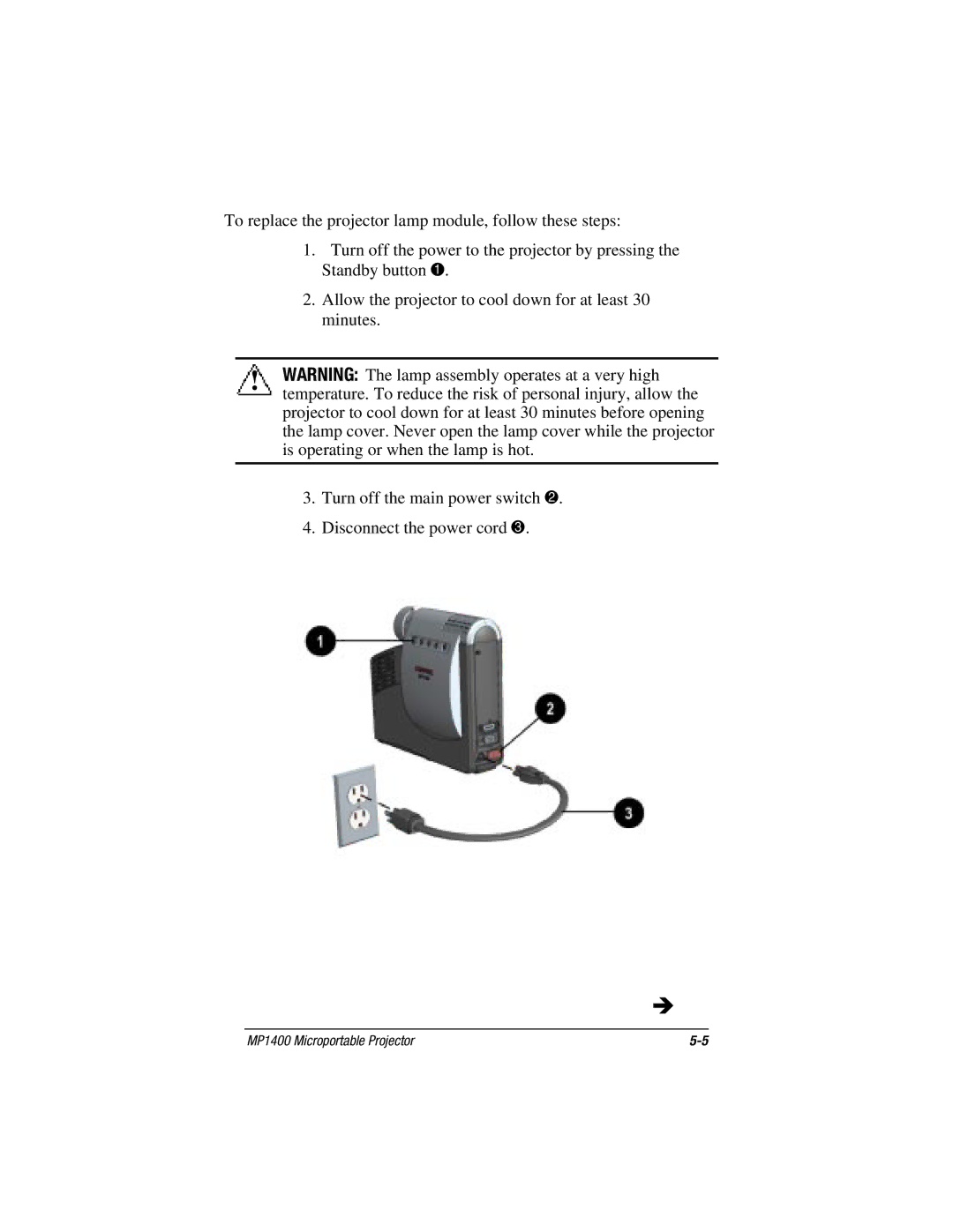 Compaq manual MP1400 Microportable Projector 