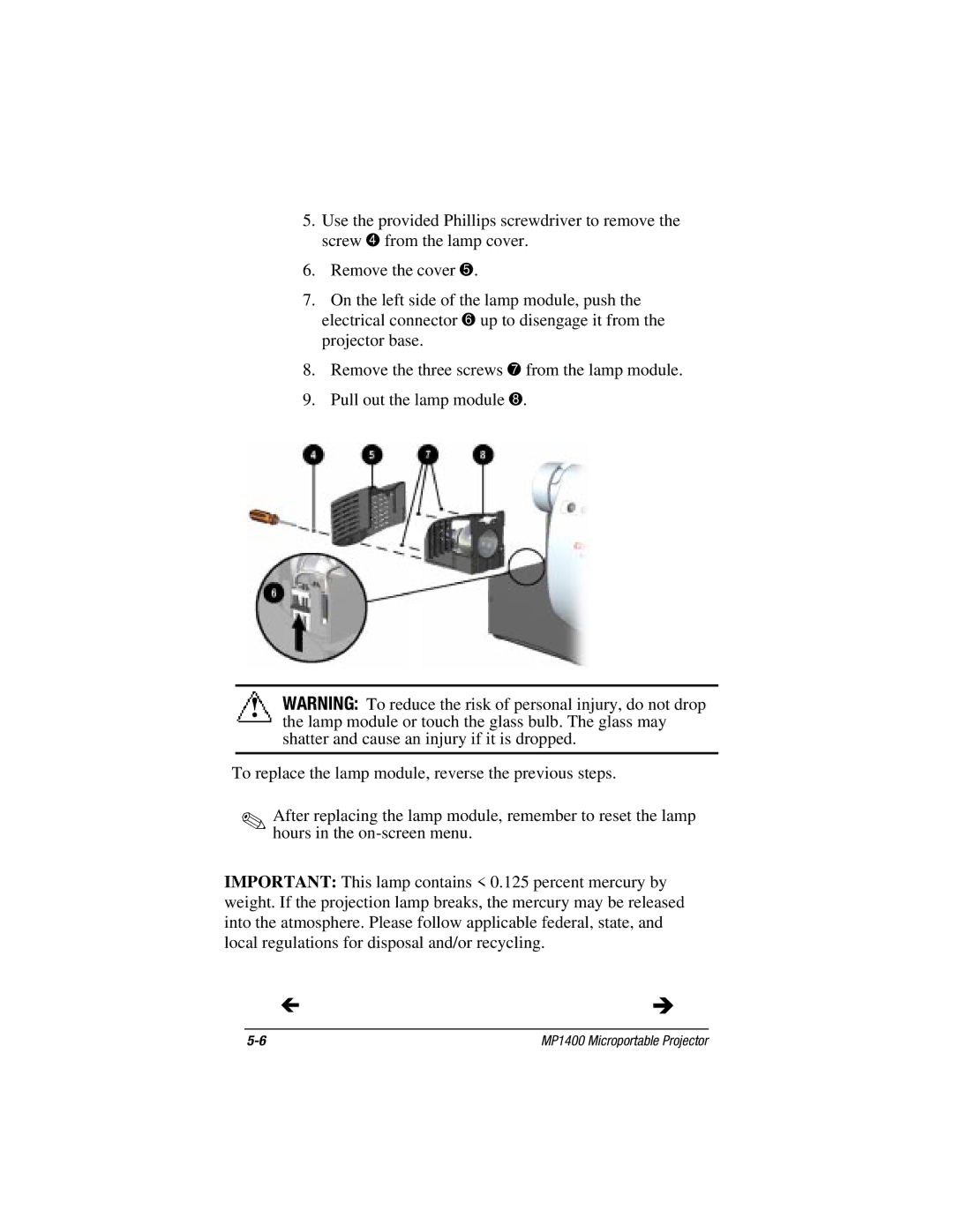 Compaq MP1400 manual Use the provided Phillips screwdriver to remove 