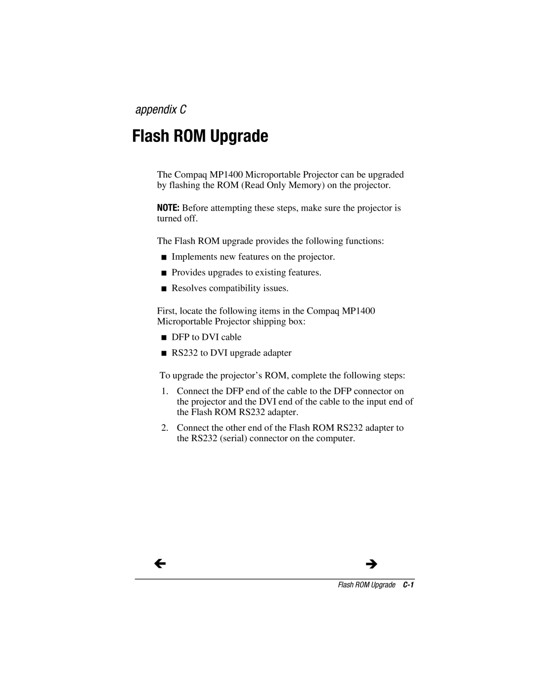 Compaq MP1400 manual Flash ROM Upgrade 