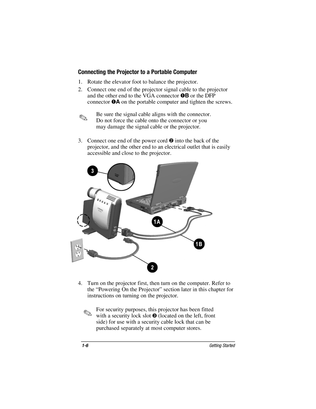 Compaq MP1800 warranty Connecting the Projector to a Portable Computer 