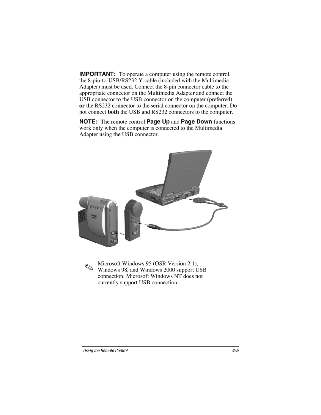 Compaq MP1800 warranty Using the Remote Control 