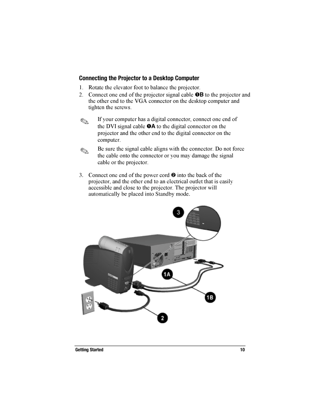 Compaq MP2800 warranty Connecting the Projector to a Desktop Computer 