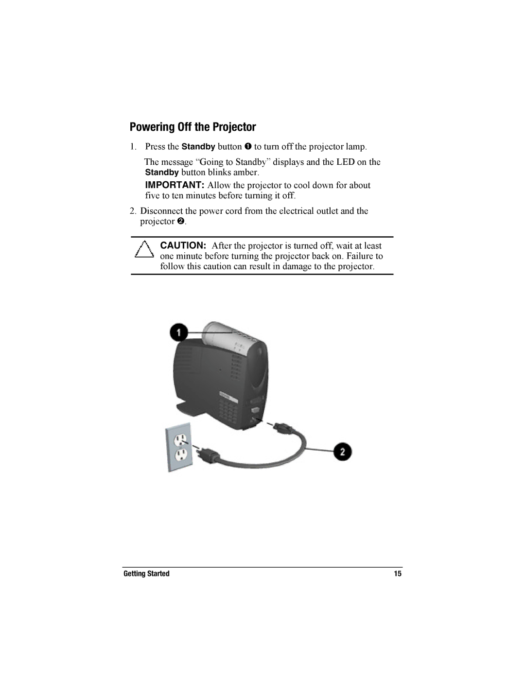 Compaq MP2800 warranty Powering Off the Projector 