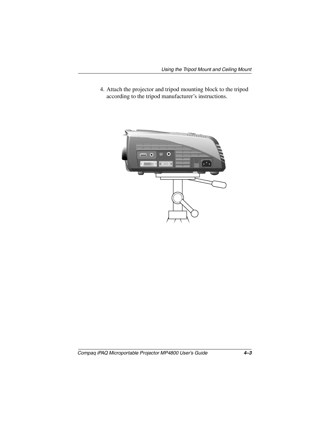 Compaq manual Compaq iPAQ Microportable Projector MP4800 User’s Guide 