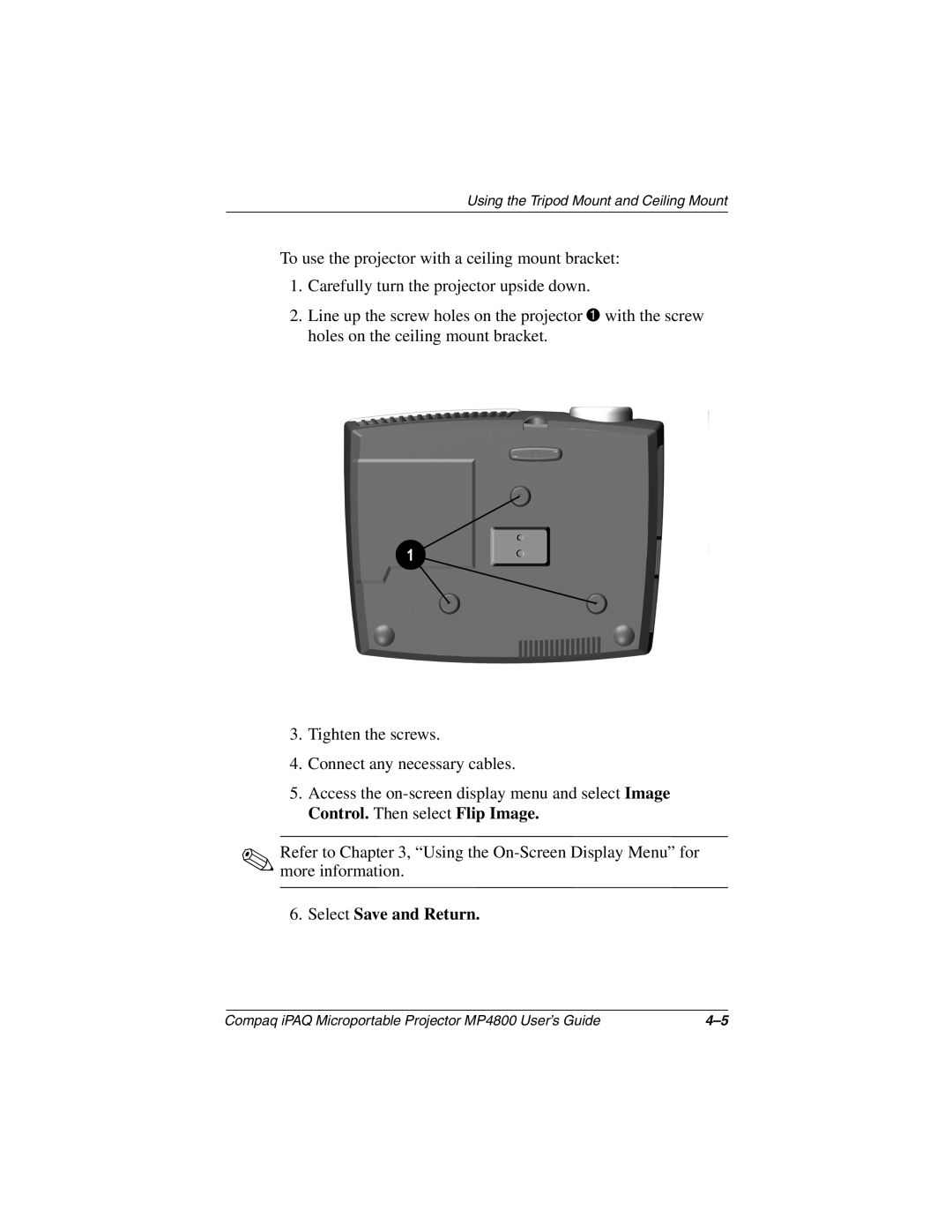 Compaq MP4800 manual Select Save and Return 