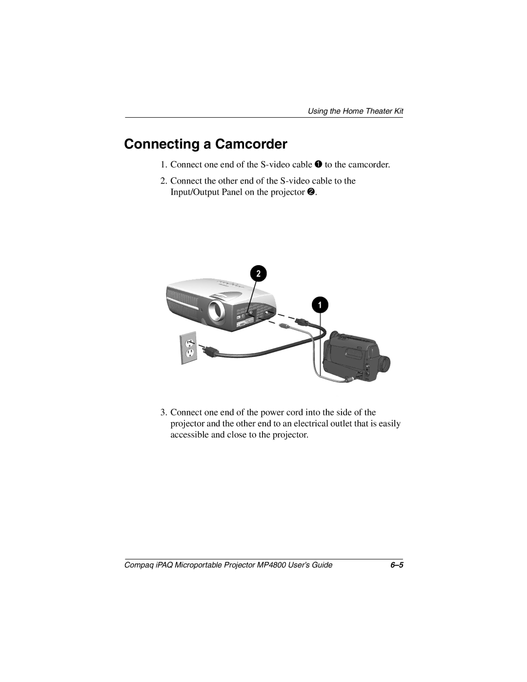 Compaq MP4800 manual Connecting a Camcorder 