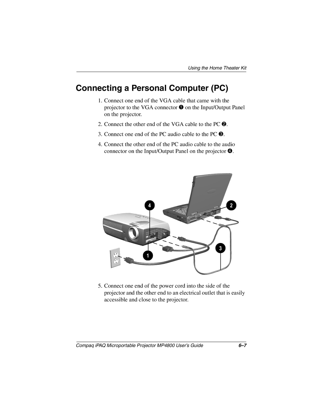 Compaq MP4800 manual Connecting a Personal Computer PC 