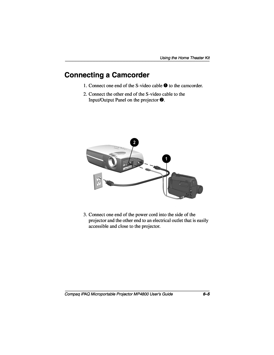 Compaq MP4800 manual Connecting a Camcorder 