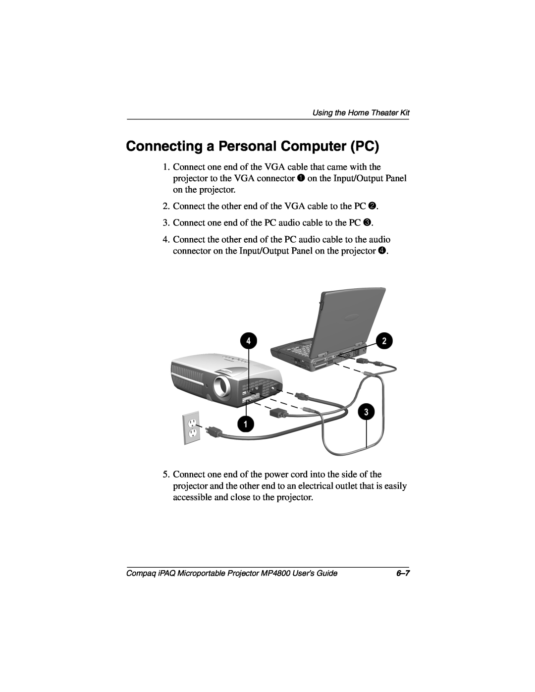 Compaq MP4800 manual Connecting a Personal Computer PC 