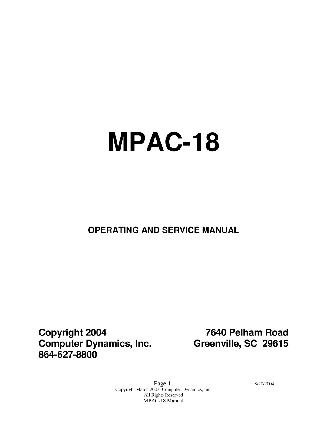 Compaq MPAC-18 manual 