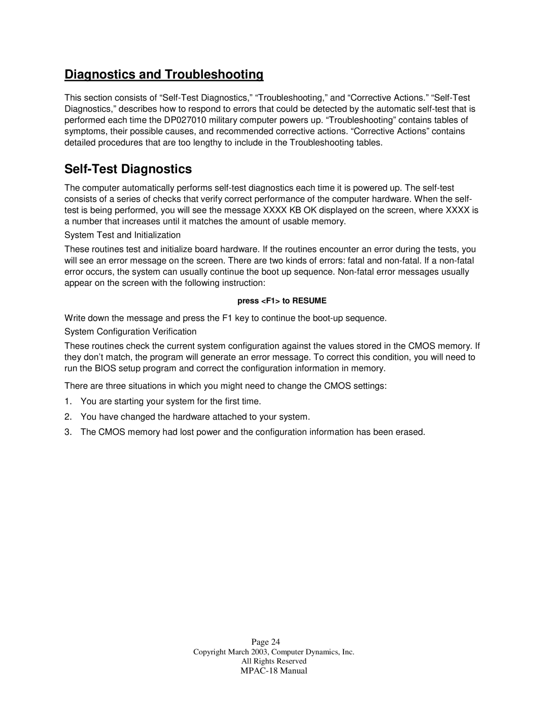 Compaq MPAC-18 manual Diagnostics and Troubleshooting, Self-Test Diagnostics 