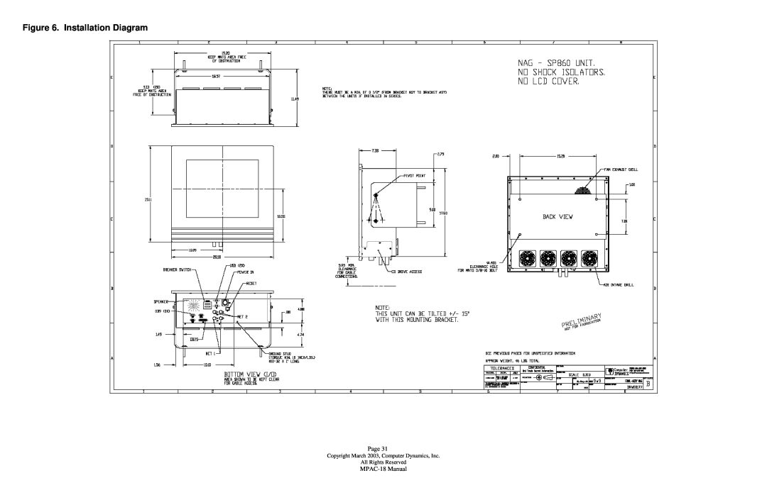 Compaq Installation Diagram, Page, MPAC-18 Manual, Copyright March 2003, Computer Dynamics, Inc All Rights Reserved 