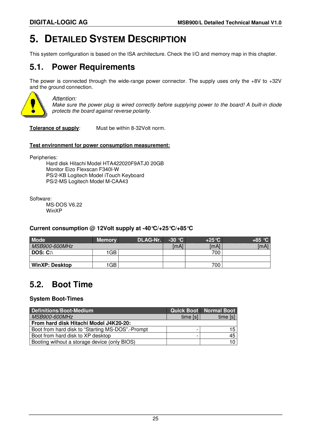 Compaq MSB900L user manual Detailed System Description, Power Requirements, Boot Time 