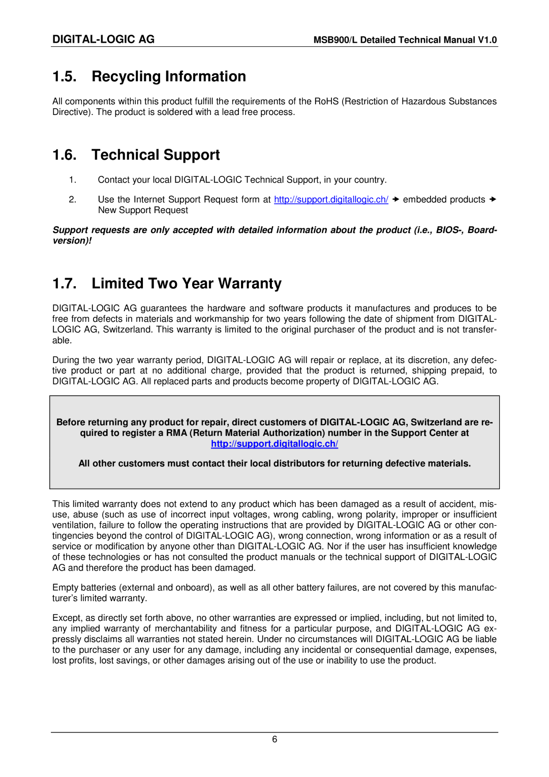 Compaq MSB900L user manual Recycling Information, Technical Support, Limited Two Year Warranty 