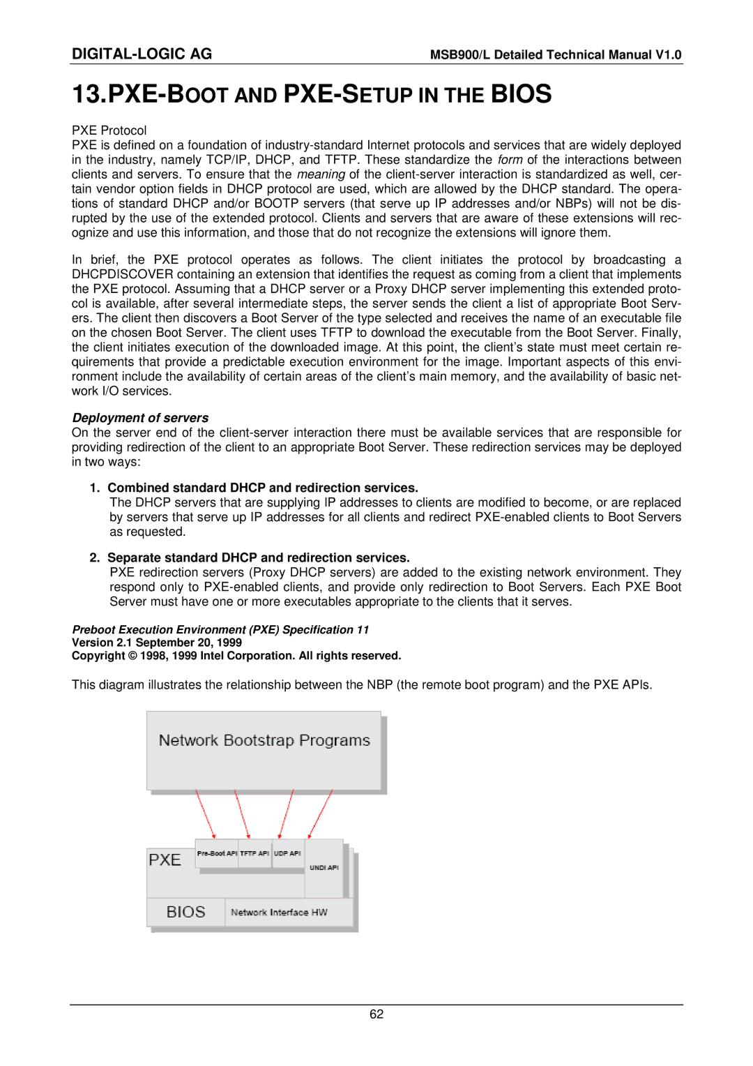 Compaq MSB900L user manual PXE-BOOT and PXE-SETUP in the Bios, Combined standard Dhcp and redirection services 