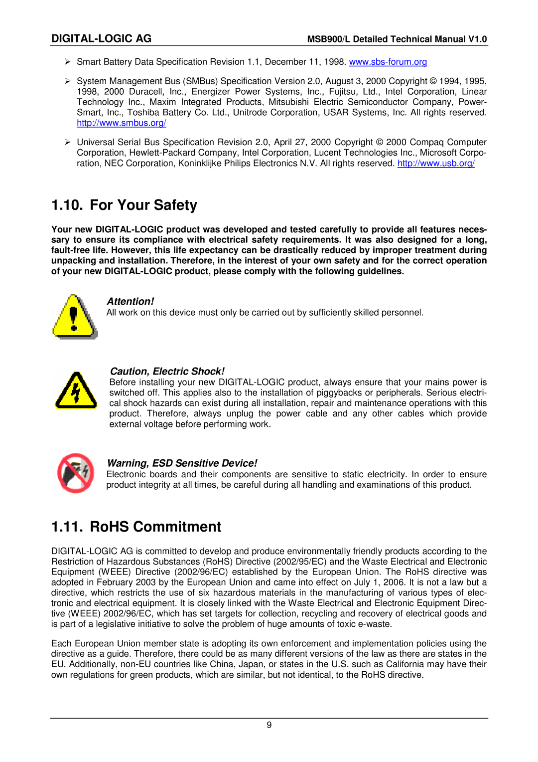 Compaq MSB900L user manual For Your Safety, RoHS Commitment 