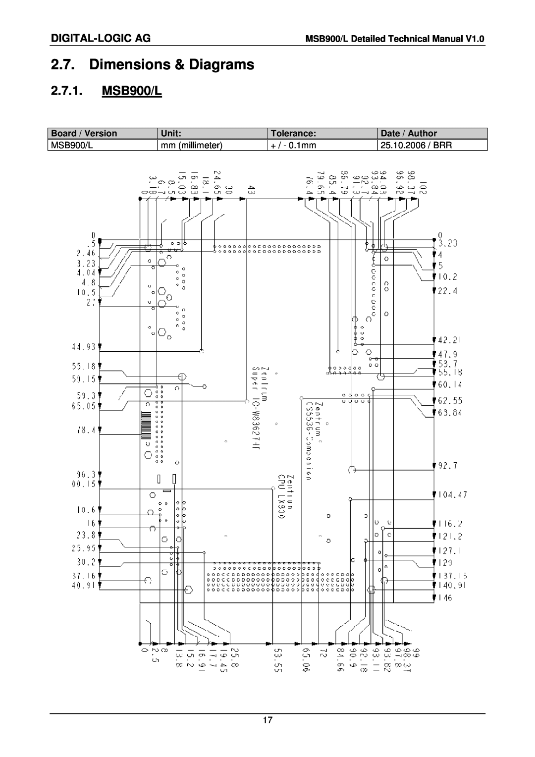 Compaq MSB900L user manual Dimensions & Diagrams, MSB900/L, Digital-Logic Ag 
