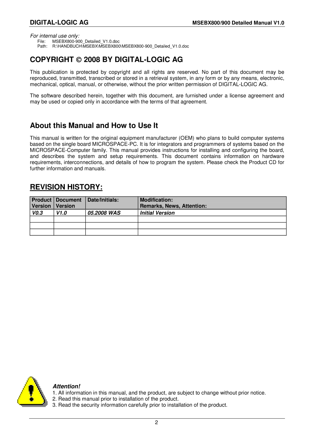 Compaq MSEBX900 user manual Digital-Logic Ag, MSEBX800/900 Detailed Manual 