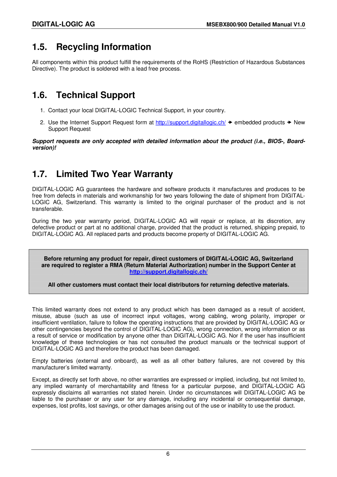 Compaq MSEBX800, MSEBX900 user manual Recycling Information, Technical Support, Limited Two Year Warranty 