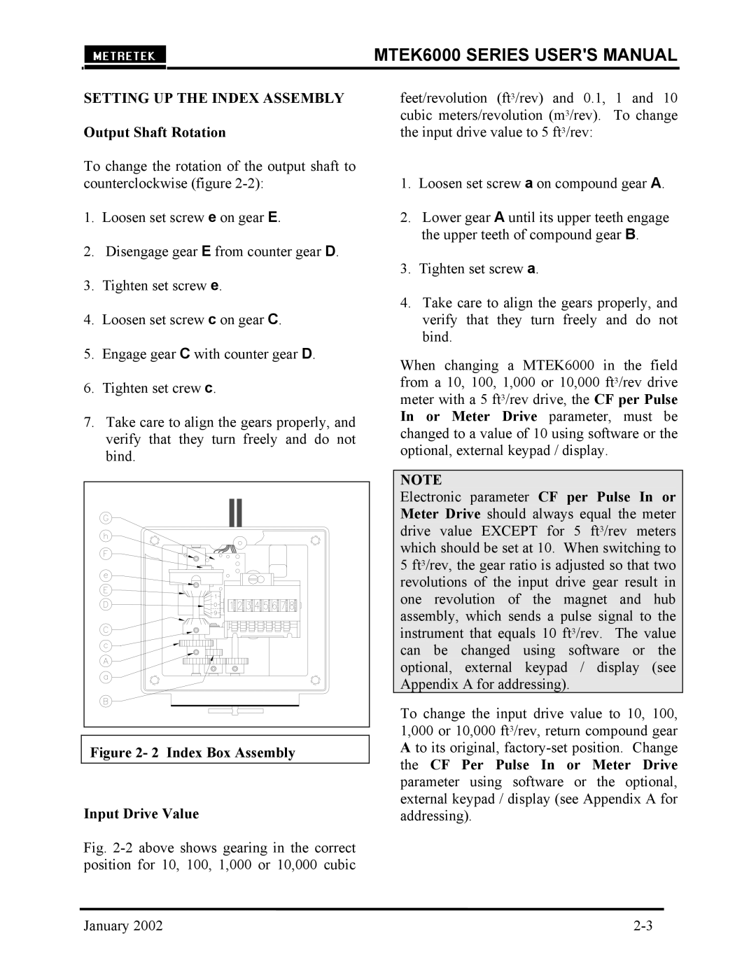 Compaq MTEK6000 user manual Setting UP the Index Assembly, Output Shaft Rotation 