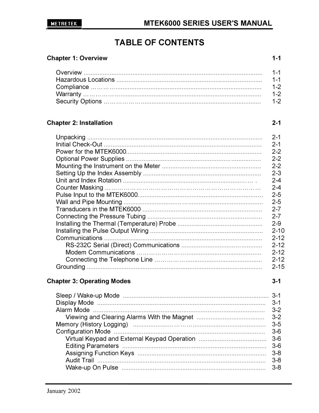 Compaq MTEK6000 user manual Table of Contents 