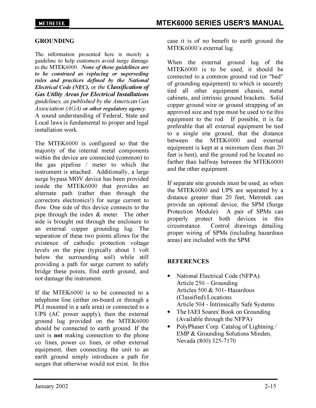 Compaq MTEK6000 user manual Grounding, References 