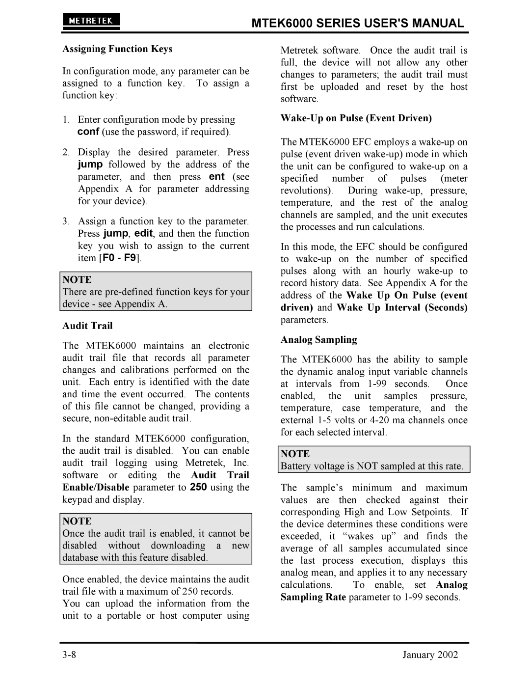 Compaq MTEK6000 user manual Assigning Function Keys, Audit Trail, Wake-Up on Pulse Event Driven, Analog Sampling 