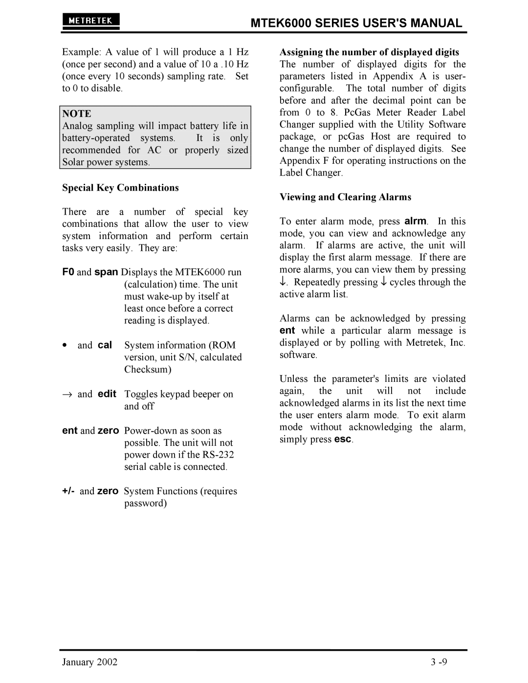 Compaq MTEK6000 user manual Special Key Combinations 