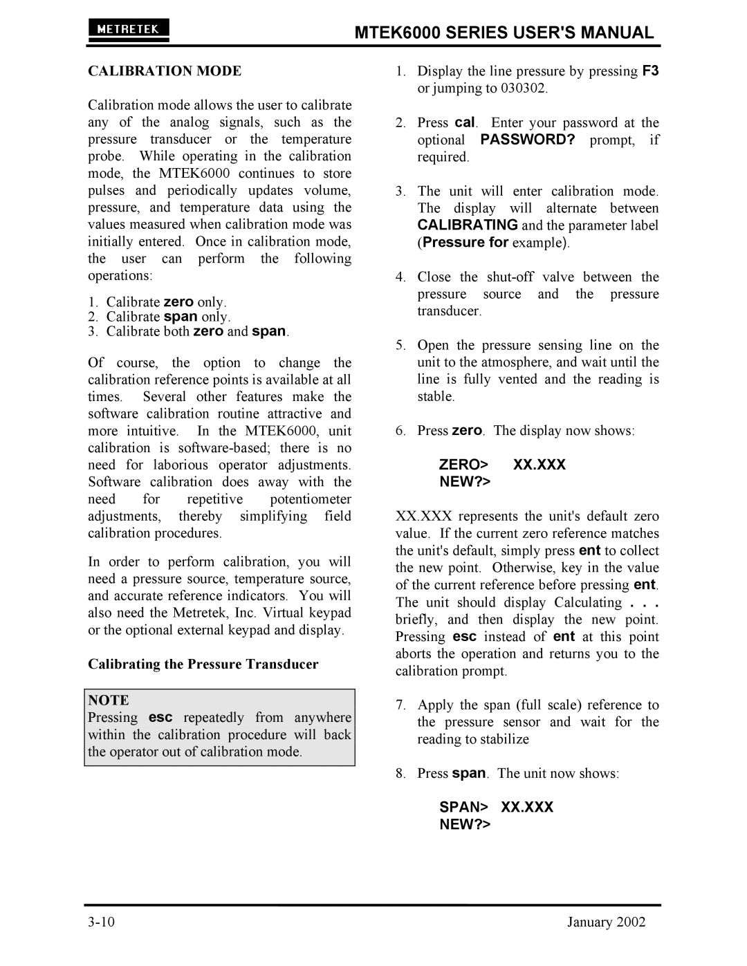 Compaq MTEK6000 user manual Calibration Mode, Calibrating the Pressure Transducer 