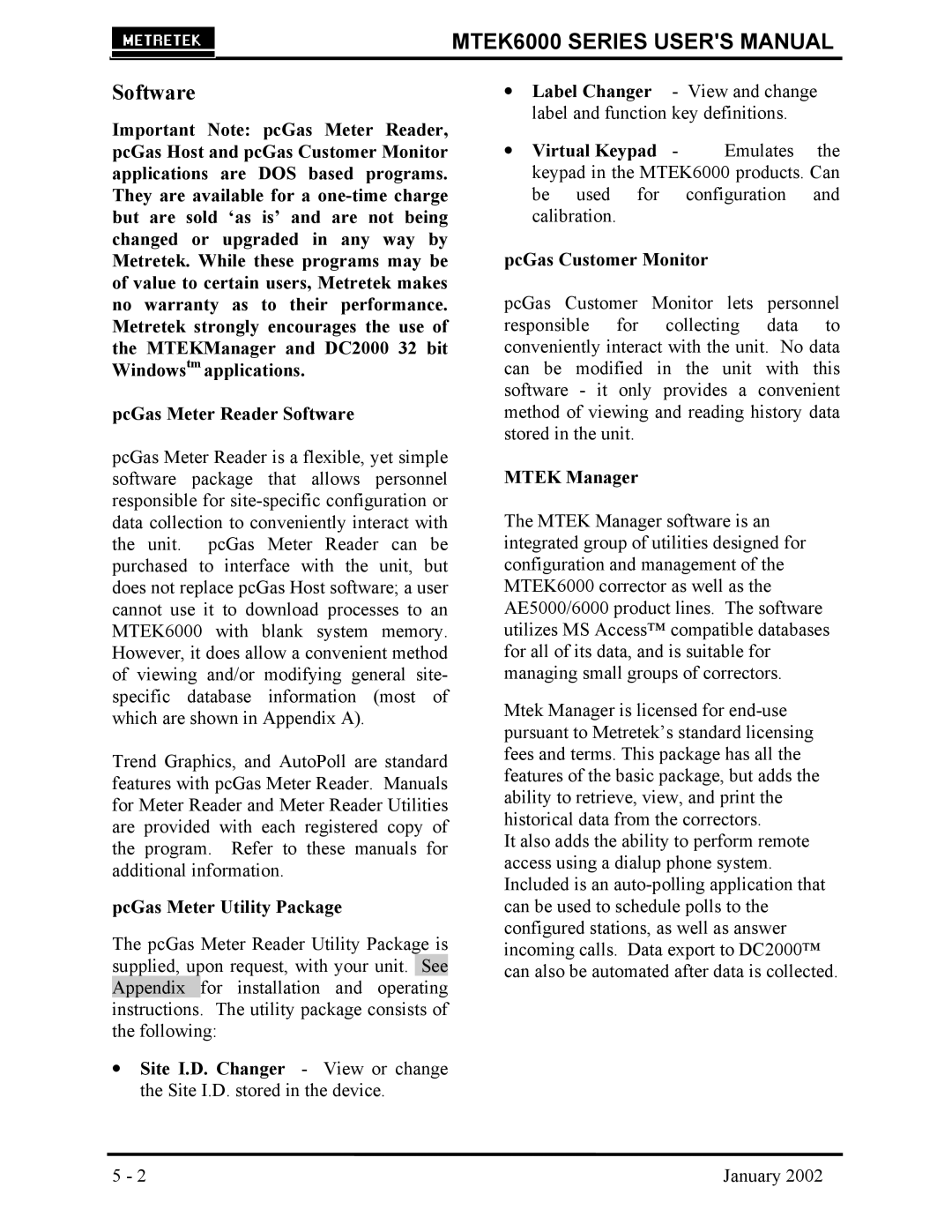 Compaq MTEK6000 user manual PcGas Meter Utility Package, PcGas Customer Monitor, Mtek Manager 