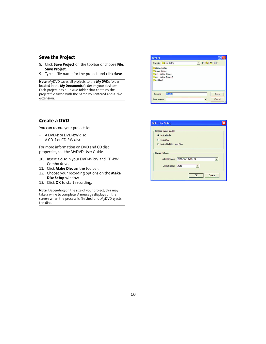 Compaq MyMovieSTUDIO manual Save the Project, Create a DVD 