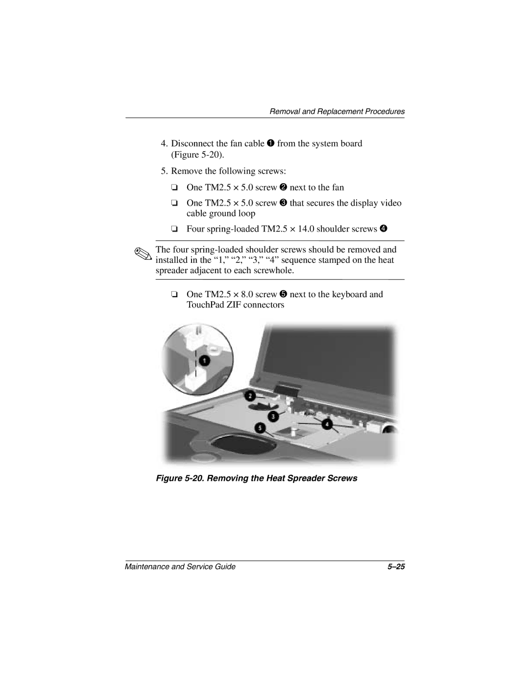 Compaq N1000 manual Removing the Heat Spreader Screws 