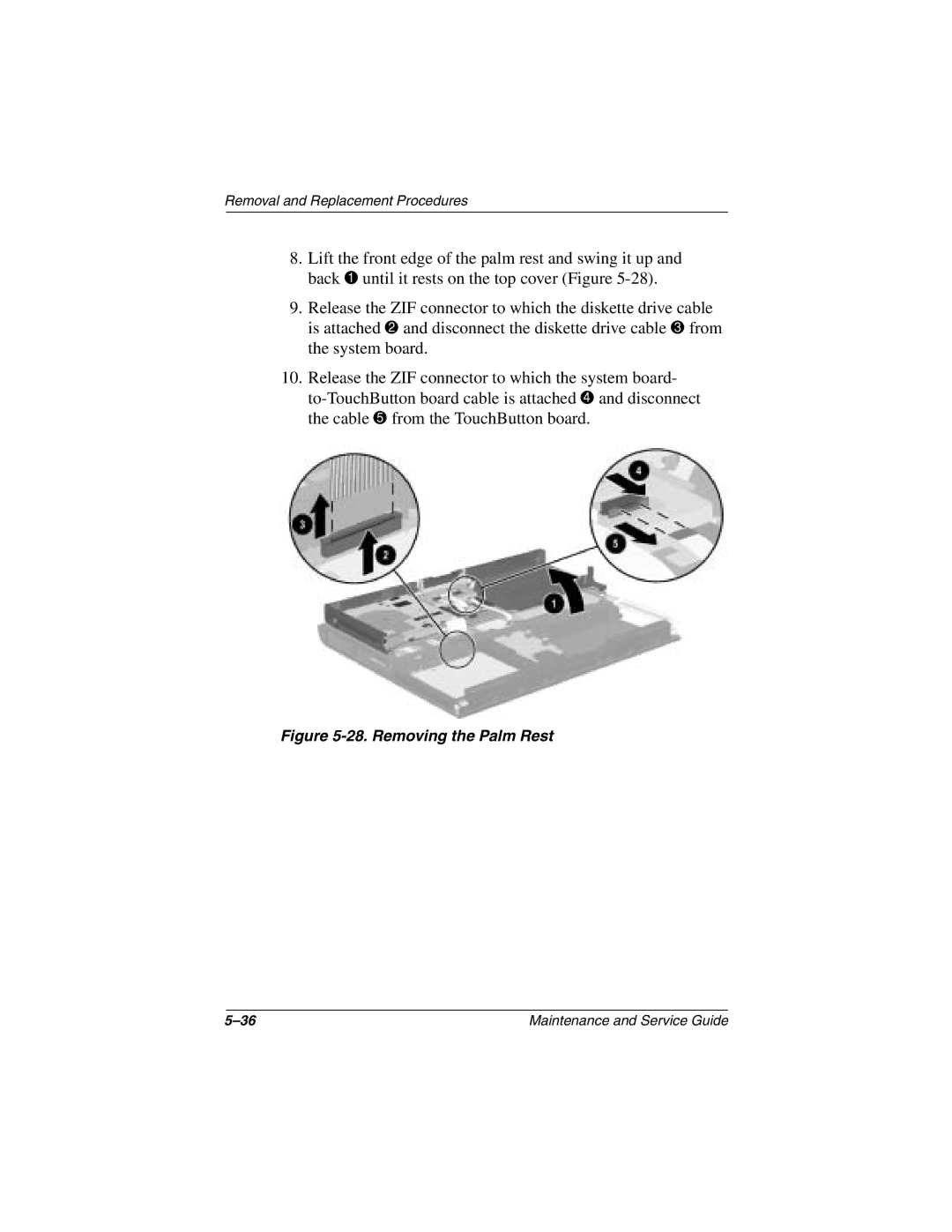 Compaq N1000 manual Removing the Palm Rest 