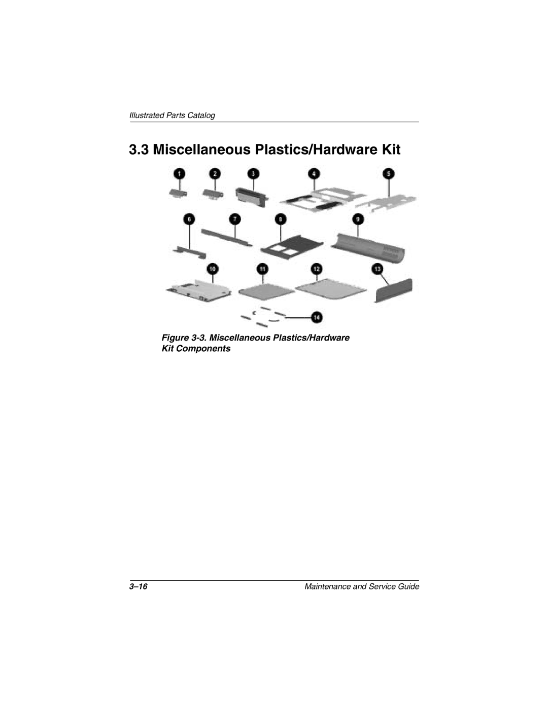 Compaq N1000 manual Miscellaneous Plastics/Hardware Kit Components 