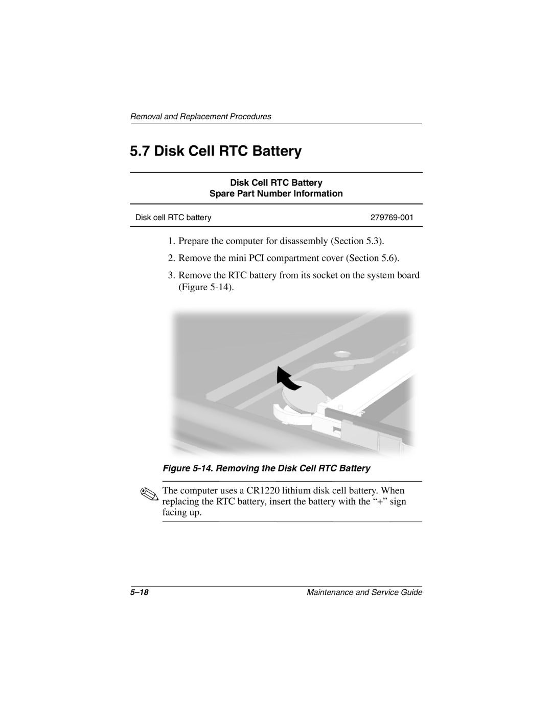 Compaq N1020V, 1500 manual Disk Cell RTC Battery Spare Part Number Information 