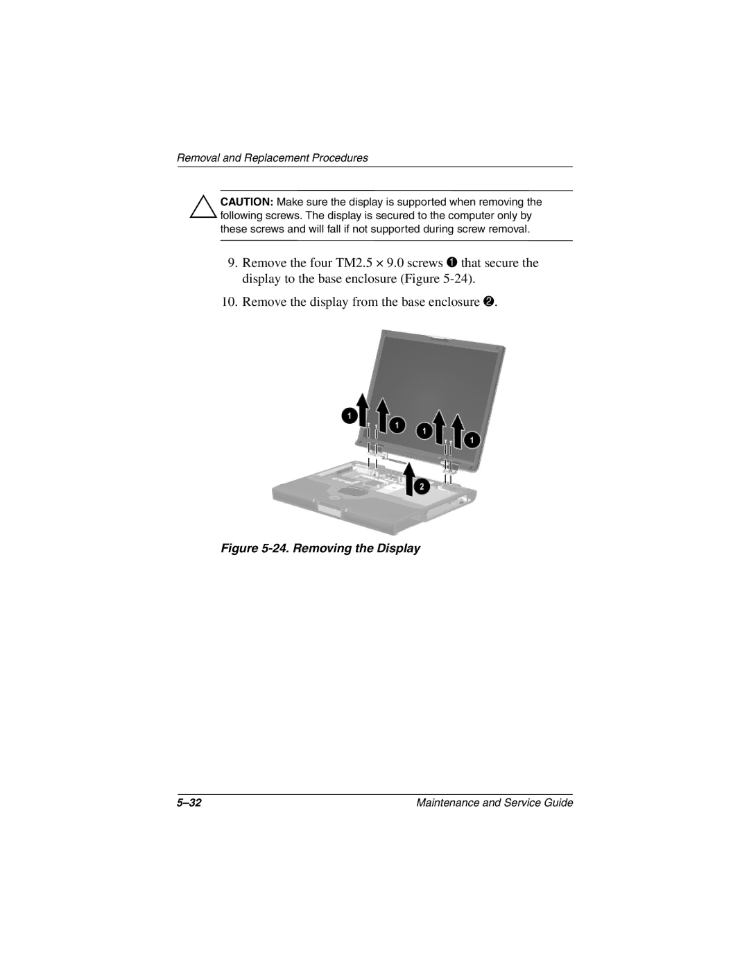 Compaq N1020V, 1500 manual Removing the Display 