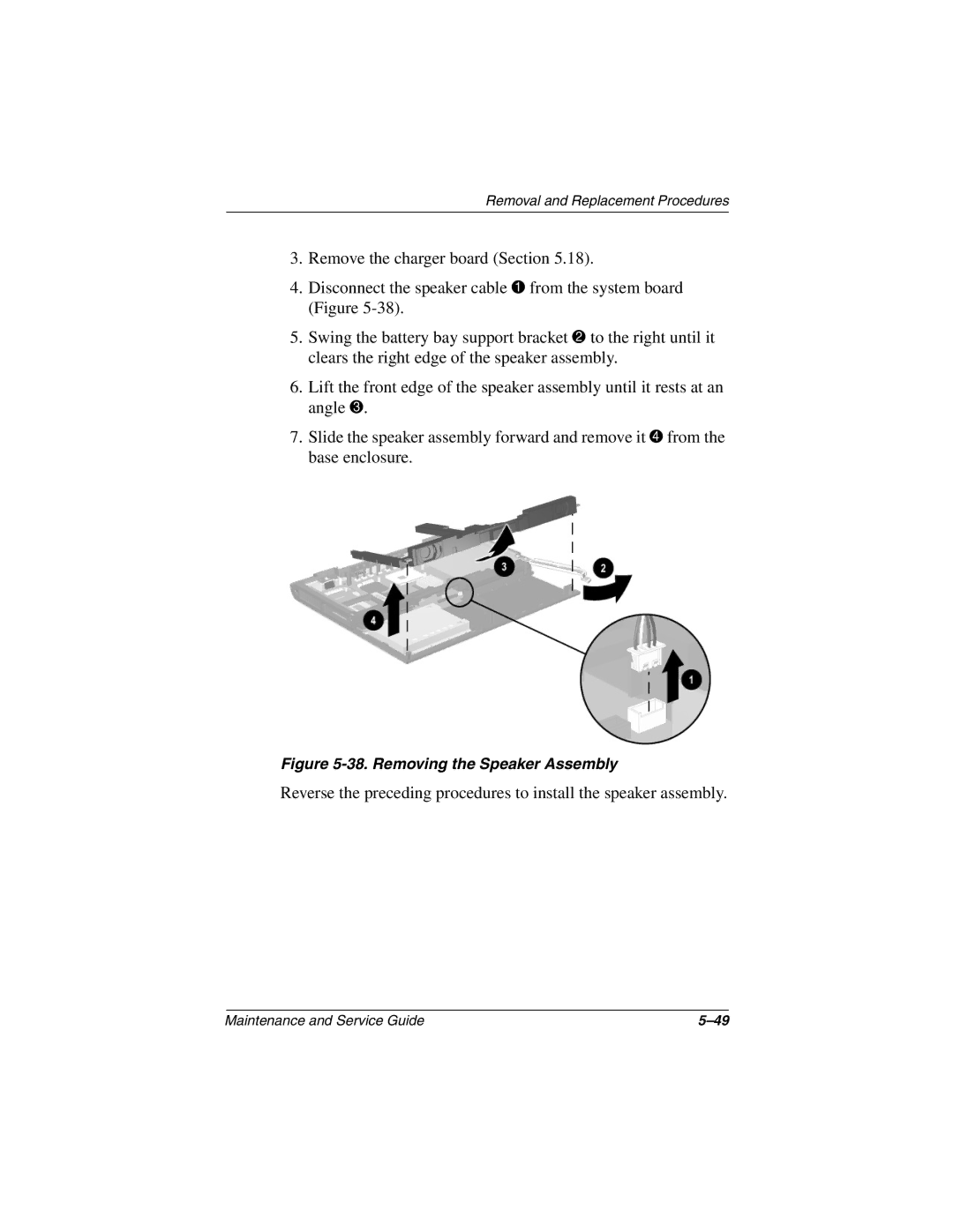 Compaq 1500, N1020V manual Removing the Speaker Assembly 