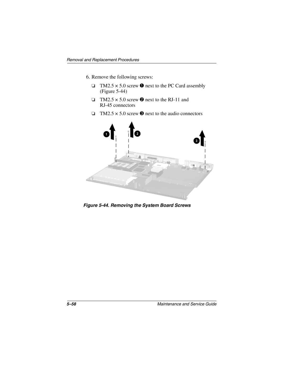 Compaq N1020V, 1500 manual Removing the System Board Screws 