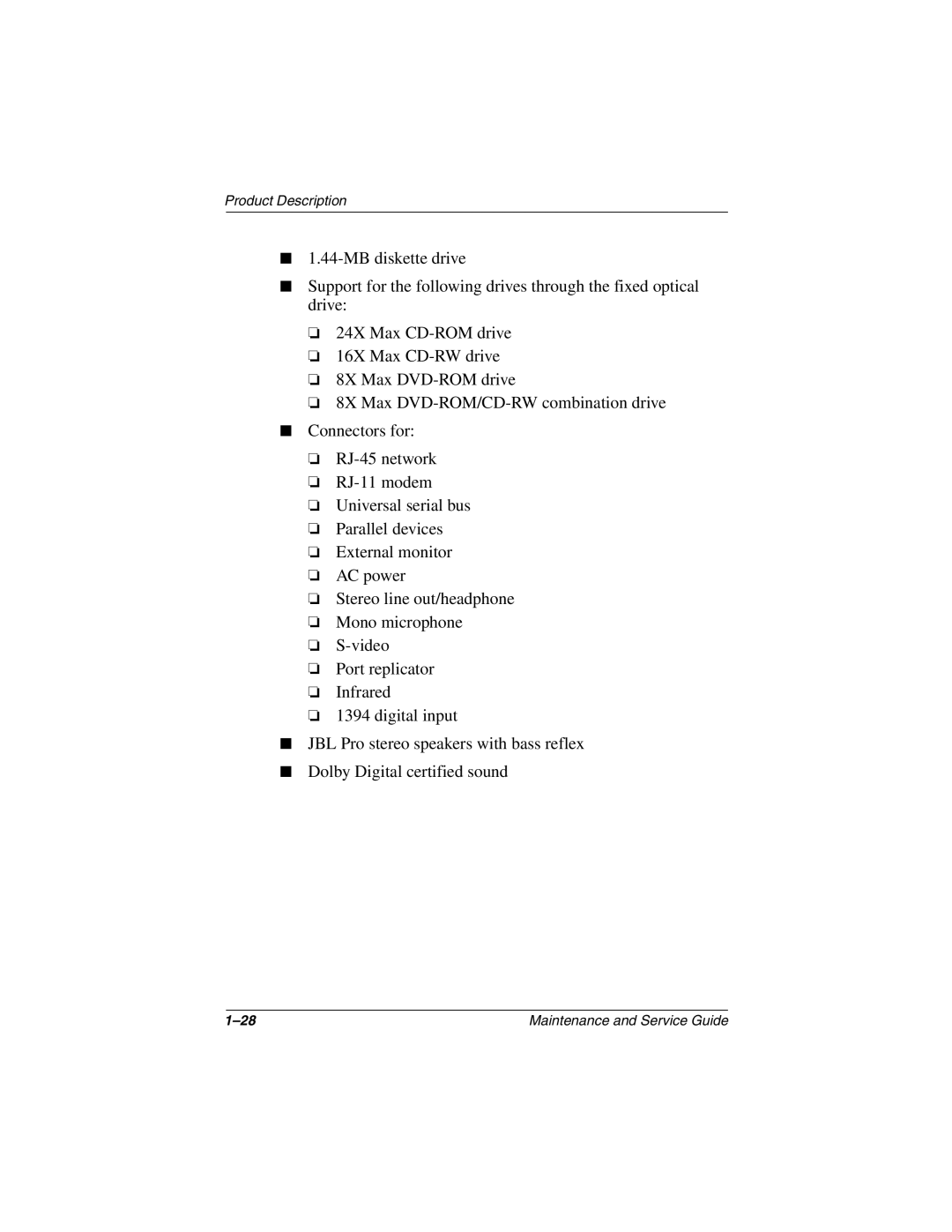 Compaq 1500, N1020V manual Product Description 