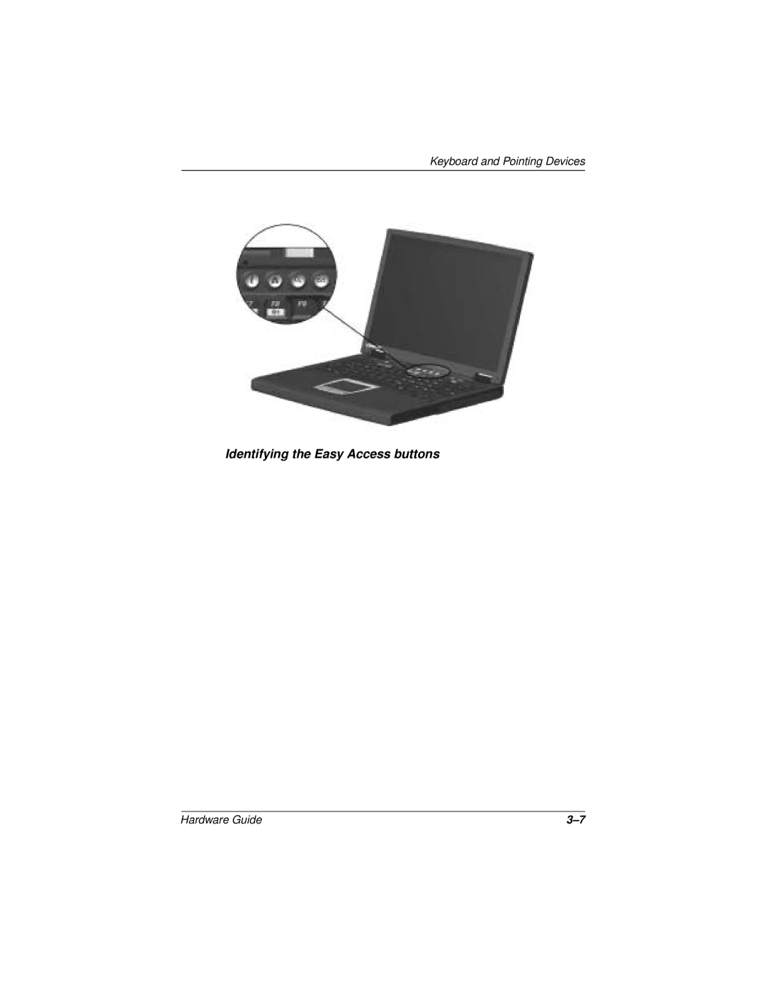 Compaq N150 Series manual Identifying the Easy Access buttons 